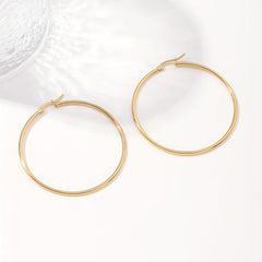 Hypoallergenic Hoop Earrings Thin Large Hoops 18K Plated Stainless Steel