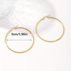 Hypoallergenic Hoop Earrings Thin Large Hoops 18K Plated Stainless Steel