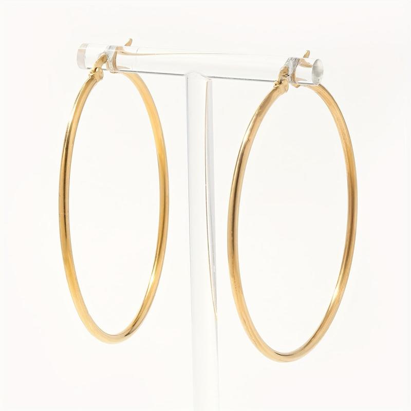 Hypoallergenic Hoop Earrings Thin Large Hoops 18K Plated Stainless Steel