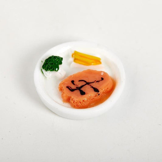 5pcs Dollhouse Breakfast Plate Set Egg And Bread Mini Food Model Ornaments
