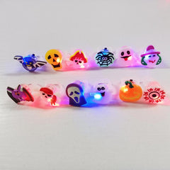 LED Light Halloween Ring Glowing Pumpkin Ghost Skull Rings