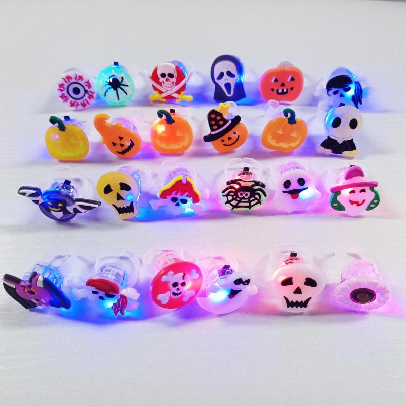 LED Light Halloween Ring Glowing Pumpkin Ghost Skull Rings