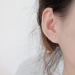 Mini Silvery Needle Stud Earrings Love Heart Star Triangle Square