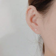 Mini Silvery Needle Stud Earrings Love Heart Star Triangle Square