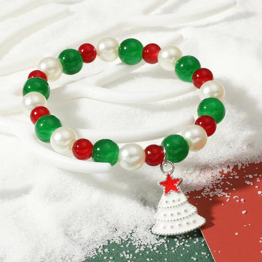Christmas Bracelet Beaded Elk Tree & Santa Claus