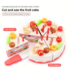 42pcs Birthday Party Toys Cake Set with Little Bear Fruit Decor Candles