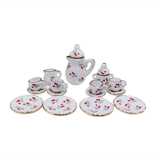 Mini Tea Set Dollhouse Pocket Ceramic Tea Set Play House Toy