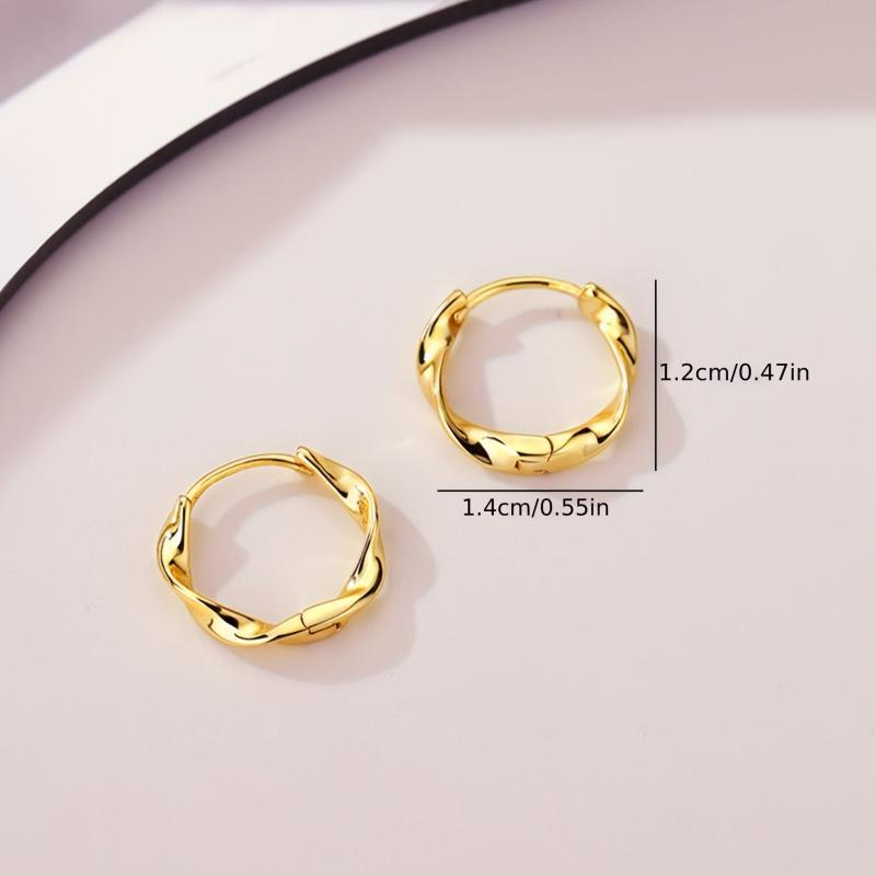 Metal Twisted Earrings Women's Ear Buckles Tiny Hoop Double Ears Earrings