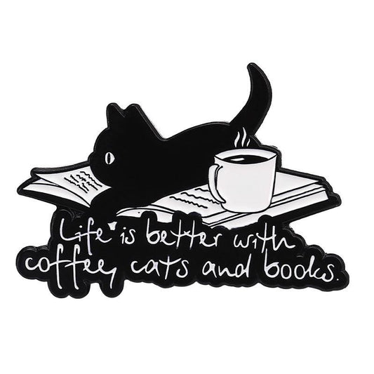 Cartoon Coffee Cat Brooch Alloy Accessory