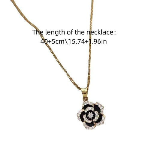 Camellia Earrings Necklace Flower Collarbone Chain