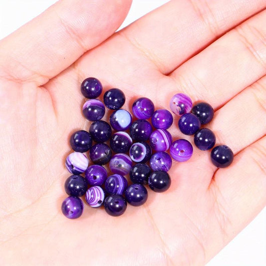 Natura Purple Agate Beads Bracelet 10mm