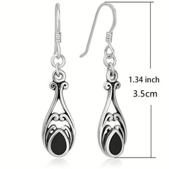 Vintage Hollow Drop Earrings 925 Silver Plated Dangle Hoop