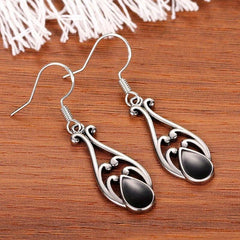 Vintage Hollow Drop Earrings 925 Silver Plated Dangle Hoop