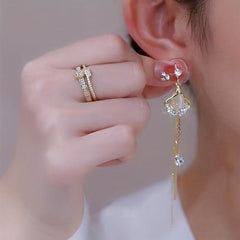 Ginkgo Leaf Earrings Cat Eye Stone Ear Jewelry