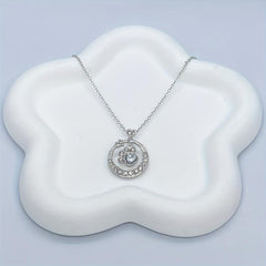 Paw Print Necklace For Women Girls Cat Dog Pet Paw Print Circle Pendant Necklace