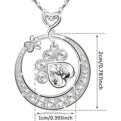 Paw Print Necklace For Women Girls Cat Dog Pet Paw Print Circle Pendant Necklace
