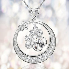 Paw Print Necklace For Women Girls Cat Dog Pet Paw Print Circle Pendant Necklace