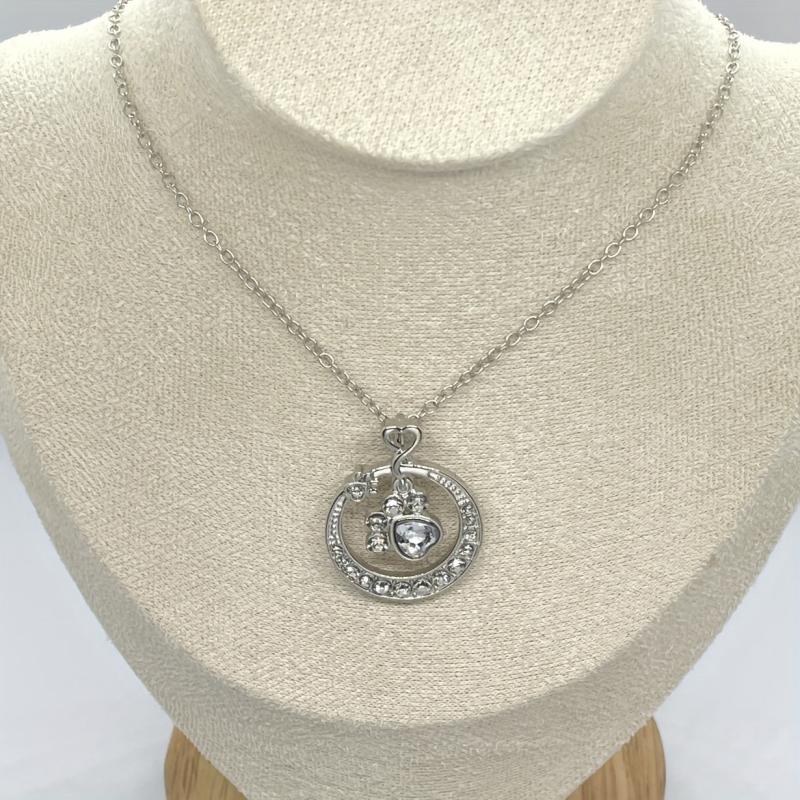 Paw Print Necklace For Women Girls Cat Dog Pet Paw Print Circle Pendant Necklace
