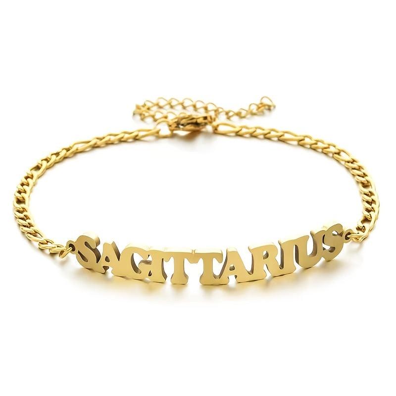 Stainless Steel 12 Constellation Letter Charm Bracelet Gift