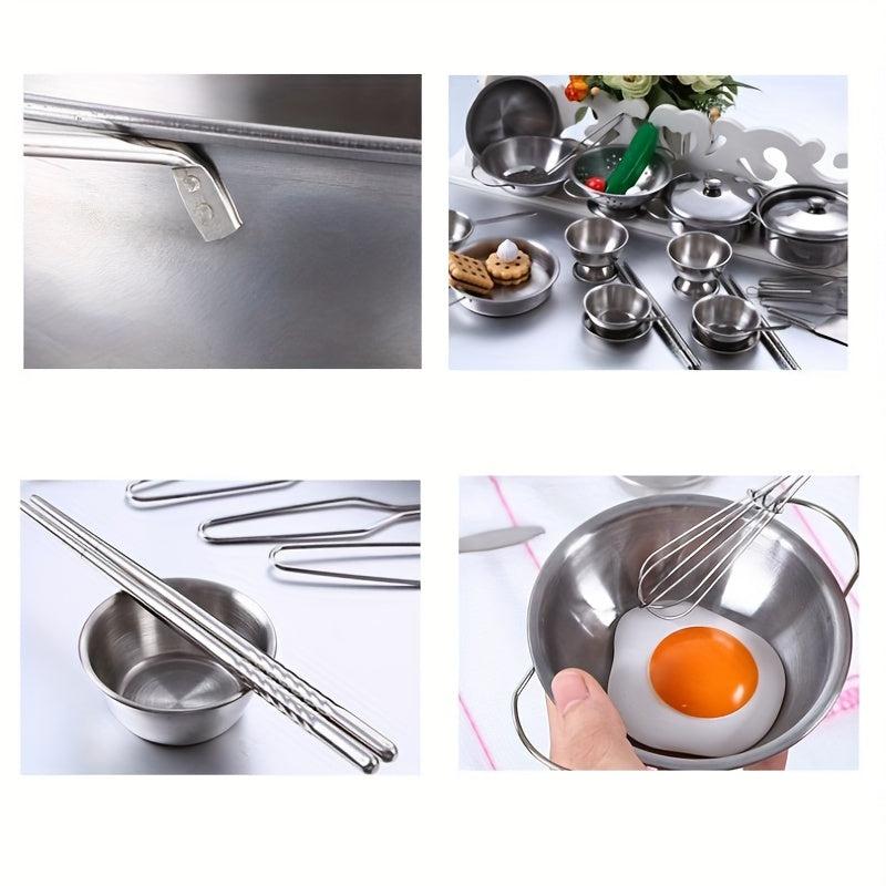 25Pcs Mini Kitchen Utensils Toys Set for Kids Stainless Steel Cooking Education