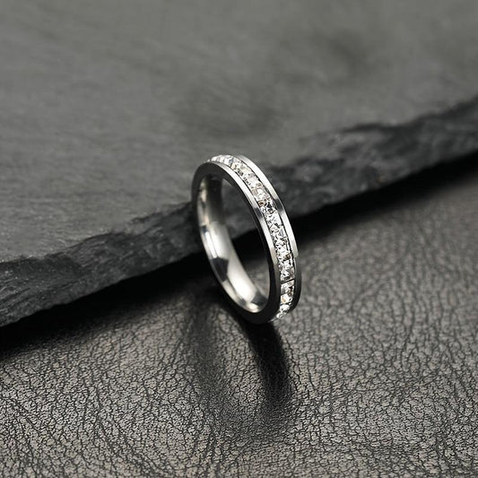 European American Stainless Steel Jewelry Zircon Couple Ring