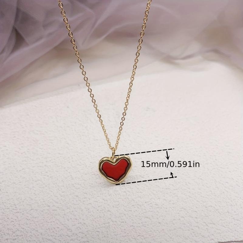 Small Red Heart Necklace Ladies Versatile Necklace Accessories