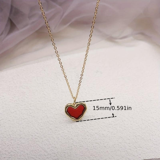 Small Red Heart Necklace Ladies Versatile Necklace Accessories