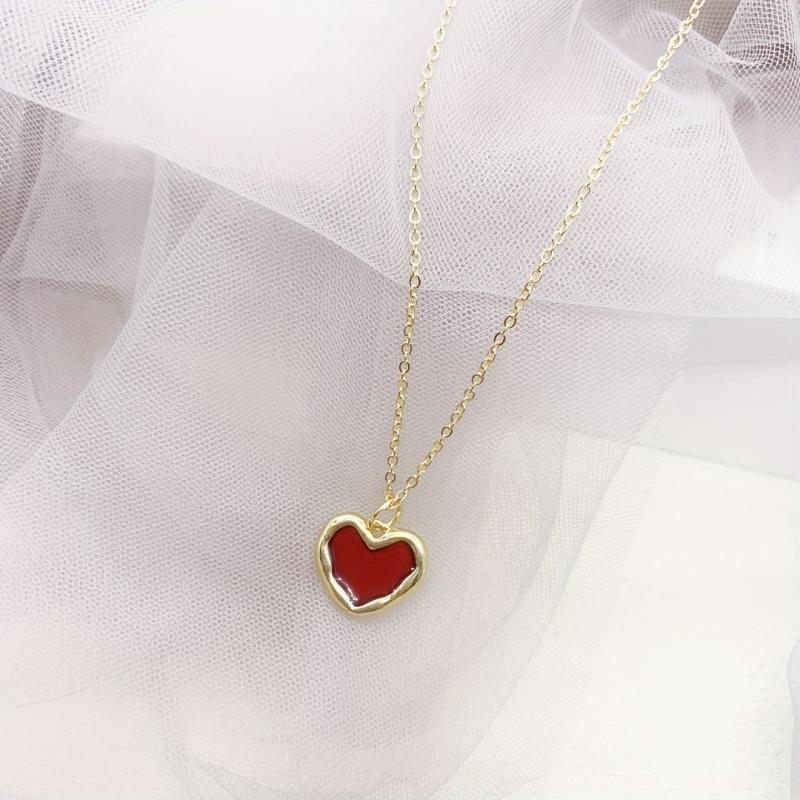 Small Red Heart Necklace Ladies Versatile Necklace Accessories