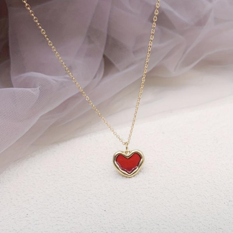 Small Red Heart Necklace Ladies Versatile Necklace Accessories
