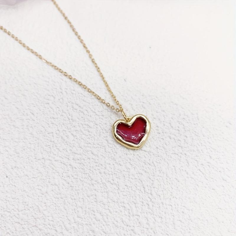 Small Red Heart Necklace Ladies Versatile Necklace Accessories