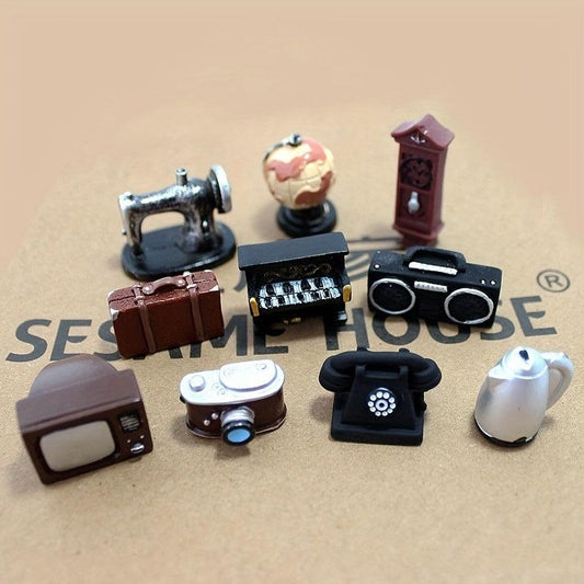 10pcs Retro Camera TV & Sewing Machine Ornaments - Nostalgic Home Decor