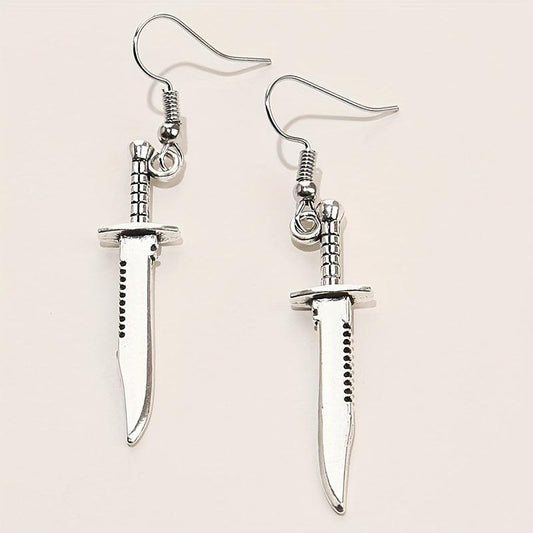 Personality Retro Alloy Silvery Dagger Earrings