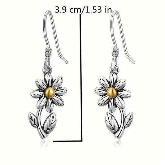 925 Silver Plated Daisy Drop Earrings for Special Occasions