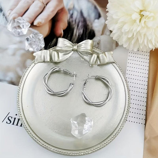 925 Silver Needle Twist Earrings Literary Cold Wind Female Personality