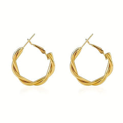 925 Silver Needle Twist Earrings Literary Cold Wind Female Personality