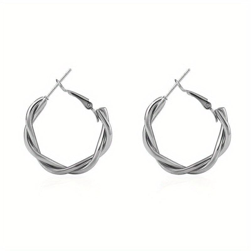 925 Silver Needle Twist Earrings Literary Cold Wind Female Personality