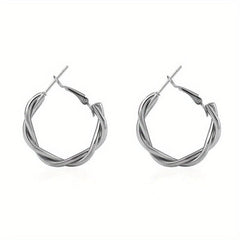 925 Silver Needle Twist Earrings Literary Cold Wind Female Personality