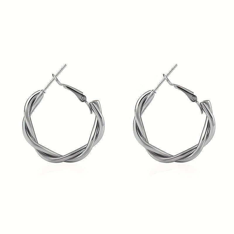 925 Silver Needle Twist Earrings Literary Cold Wind Female Personality