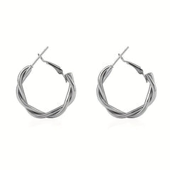 925 Silver Needle Twist Earrings Literary Cold Wind Female Personality