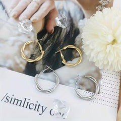 925 Silver Needle Twist Earrings Literary Cold Wind Female Personality