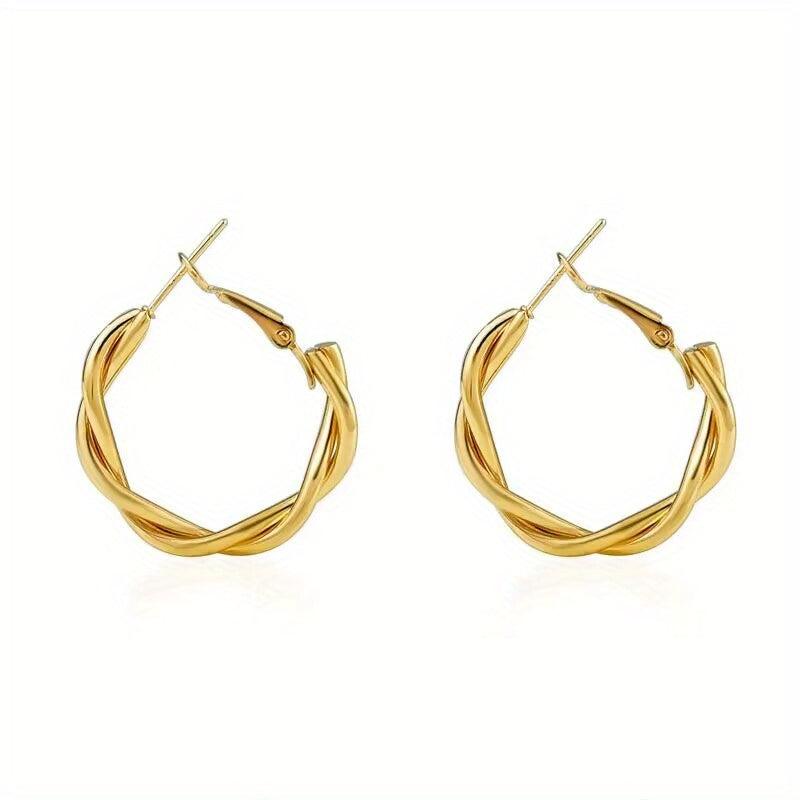 925 Silver Needle Twist Earrings Literary Cold Wind Female Personality