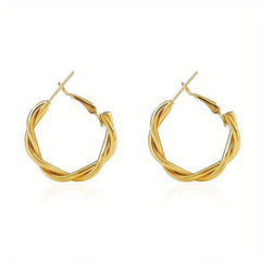 925 Silver Needle Twist Earrings Literary Cold Wind Female Personality