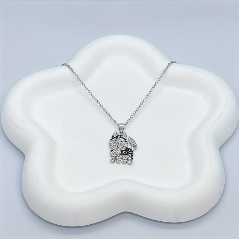 Rhinestone Husky Pendant Necklace - Dog Jewelry Gift