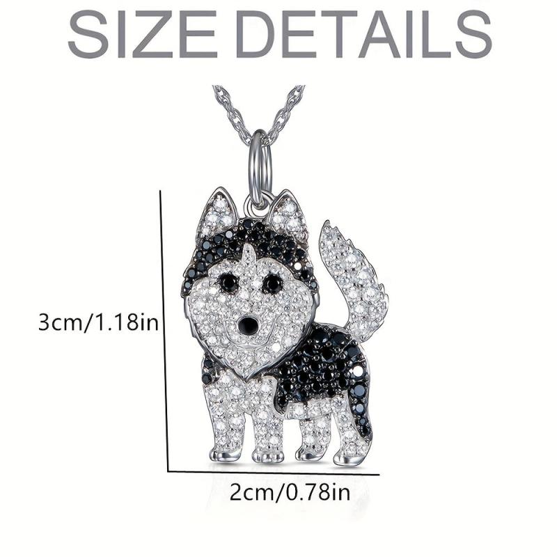Rhinestone Husky Pendant Necklace - Dog Jewelry Gift