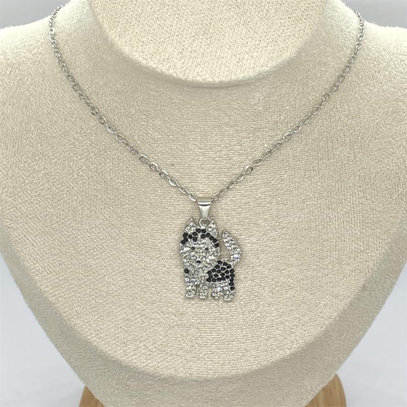 Rhinestone Husky Pendant Necklace - Dog Jewelry Gift