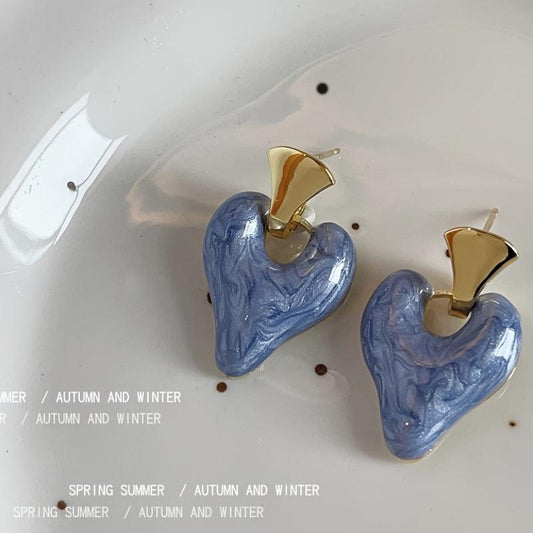 French Retro Drop Heart Earrings And Sweet Temperament Jewelry