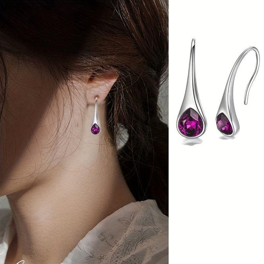Water Drop Green Gemstone Ear Stud Earrings