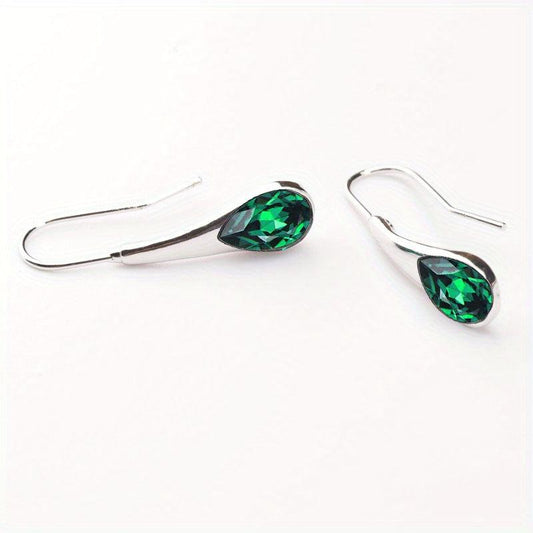 Water Drop Green Gemstone Ear Stud Earrings
