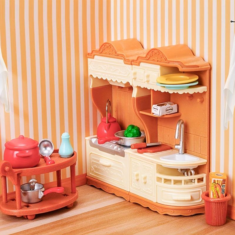 18pcs Kitchen Combo Toys Stove Dishwasher Tableware Dollhouse Play