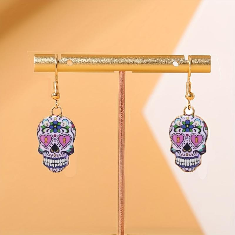 Halloween Party Funny Skull Ghost Head Earrings